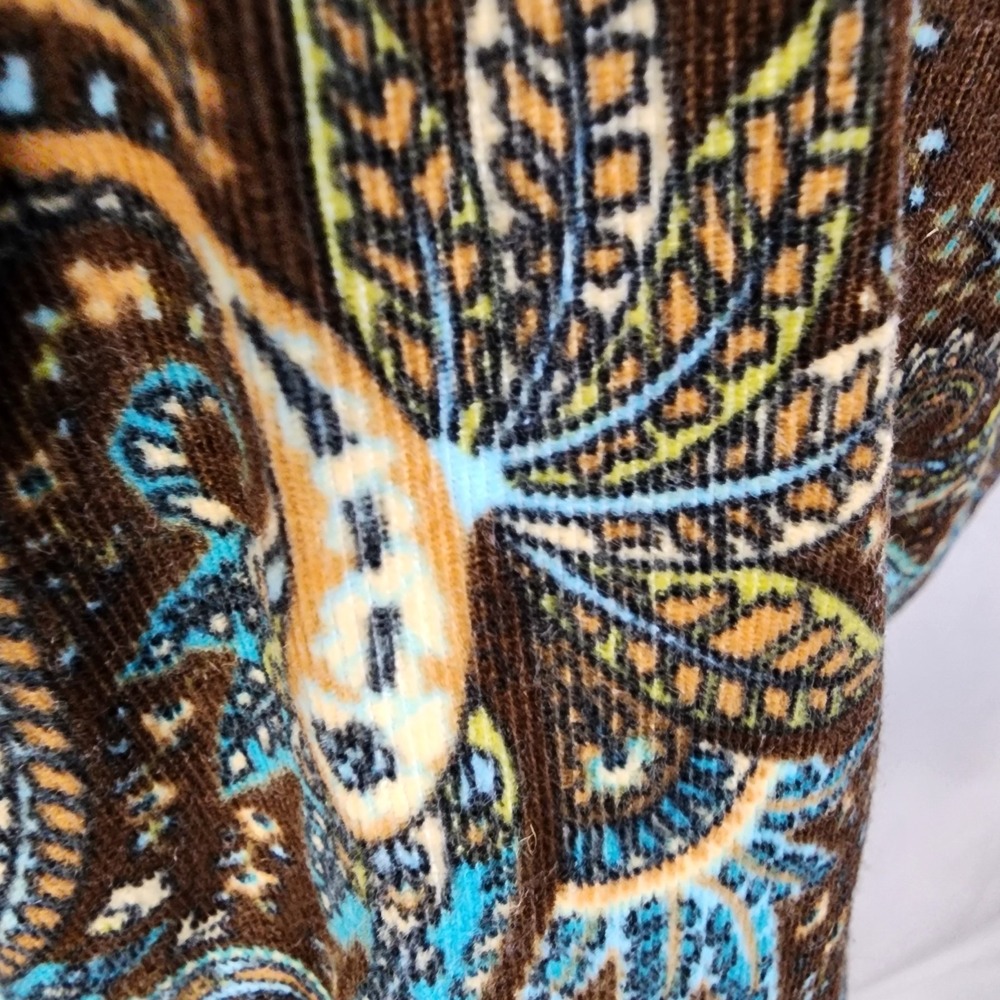 DALIA Size 10 Pinwale Corduroy Brown Paisley Two Button Structured Office Blazer - Picture 8 of 13